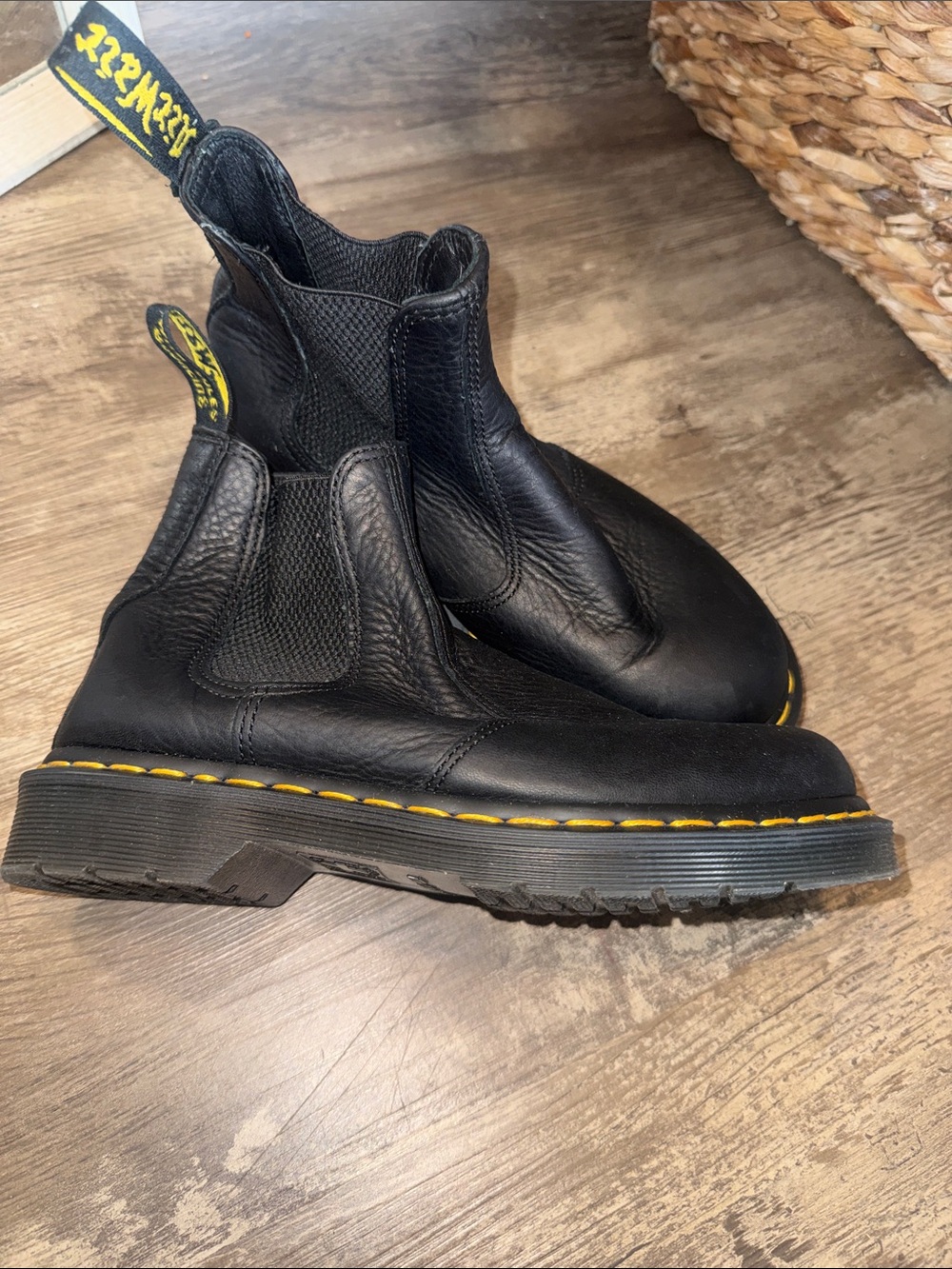 Dr. Martens Black Chukka Boots with Yellow Stitching
